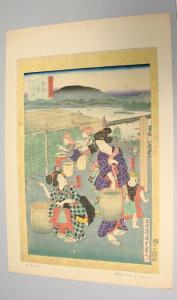 KUNISADA UTAGAWA 1786-1865,ladies gathering tea leaves,Eldred's US 2012-04-16