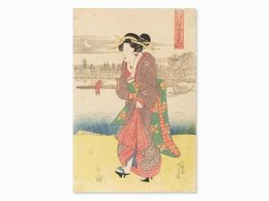 KUNISADA UTAGAWA 1786-1865,Moon View inMukojima,1820,Auctionata DE 2016-04-20