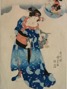 KUNISADA UTAGAWA 1786-1865,Mother with Child Parodied to Kintoki,Rachel Davis US 2019-06-08