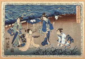 KUNISADA UTAGAWA 1786-1865,Quatre jeunes femmes,Morand FR 2016-11-23