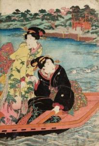 KUNISADA Utagawa 1769-1825,Zwei Mädchen in einem Boot,Schmidt Kunstauktionen Dresden DE 2012-03-12