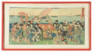 KUNIYOSHI 1893-1953,a royal procession along a shor,James D. Julia US 2019-06-19
