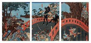 KUNIYOSHI Utagawa 1798-1861,CHÔHI DEFENDING CHÔHAN BRIDGE,1852,Arcimboldo CZ 2015-05-31