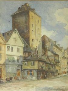 KUNZ Hugo 1884,'' Straße mit alten Häusern'',1910,Wiesbaden DE 2007-04-21