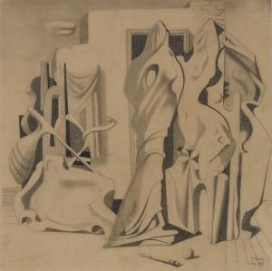 KUNZ Karl Friedrich 1905-1971,Verstörte Frauen (Vorzeichnung zum Gemälde),1947,Dobritz DE 2023-11-18