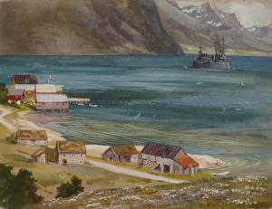 KUNZE Albert 1877-1949,Fjord in Norwegen,1912,Mehlis DE 2021-08-26