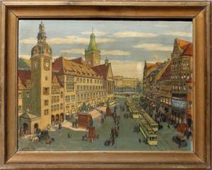 KUNZE Alfred 1866-1943,Markt und Rathaus Chemnitz,Reiner Dannenberg DE 2019-09-17