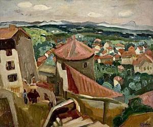 KUPFER Walter 1876-1938,Landscape with red roofs,1892-1944,Matsa IL 2024-03-27