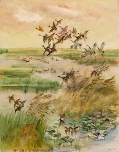 KURDOV VALENTIN 1905-1989,Ducks and Cranes,1966,MacDougall's GB 2011-06-08