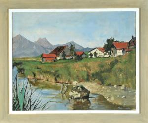 KURMAIER Anton 1890-1943,Blick auf Hopferau bei Füssen,Allgauer DE 2017-07-05