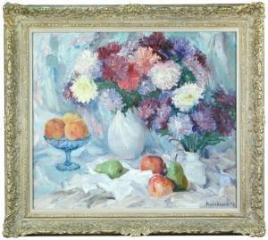 KUROUSKA Lena 1969,Still life of chrysanthemums in a white vase, with,Cheffins GB 2016-05-12