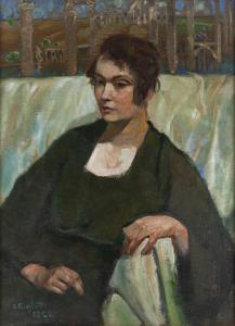 KURYATTO Czeslaw,Portrait of a woman on the background of antic rui,1922,Desa Unicum 2023-10-19
