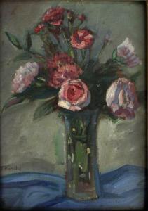 KUSCHE Paul 1882-1952,Blumenstrauß in Vase auf blauem Tuch,DAWO Auktionen DE 2013-02-27