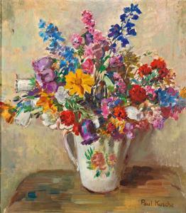 KUSCHE Paul 1882-1952,Bunter sommerlicher Blumenstrauß in Vase,1903,Zeller DE 2018-12-05