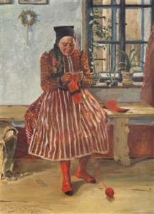 KUSMIDROWICZ Jan Kazimierz 1886-1938,Knitter,1911,Palais Dorotheum AT 2017-11-25