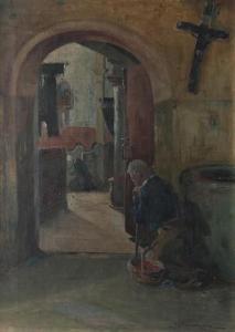 KUSMIDROWICZ Jan Kazimierz 1886-1938,W kościelnej kruchcie,1928,Rempex PL 2020-12-15