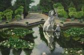 Kustodiev Boris Mikhailovich 1977-1945,Park Scene with Fountain,Clars Auction Gallery US 2017-08-13