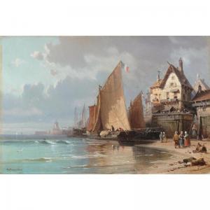 KUWASSEG Charles Euphrasie 1838-1904,voiliers au port,Sotheby's GB 2005-06-14