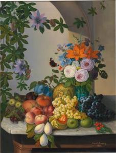 KUWASSEG Leopold 1804-1862,Still life with passion flower and fruit,1853,Palais Dorotheum 2017-04-27