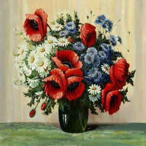 KUZIEMSKI Mikaelovitch 1882-1973,Still life with wild flowers in a vase,Bruun Rasmussen 2016-03-14