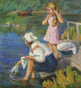 KUZNETSOVA Tatiana Nikoleievna 1915,Laundry at the River,Trinity Fine Arts, LLC US 2009-05-30