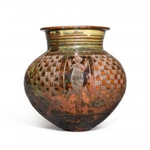 KWALI Ladi 1925-1984,Large Water Jar with incised \‘Lizard\’ design,1960,Sotheby's GB 2022-10-20