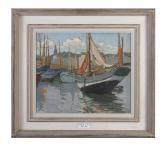 KYLE Georgina Moutray 1865-1950,Boats in a harbour,Adams IE 2019-12-15