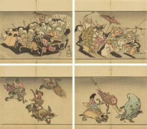 KYOSAI Kawanabe 1831-1889,Kyosai hyakki gadan,Mainichi Auction JP 2023-09-07