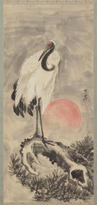 KYOSAI Kawanabe 1831-1889,Rising Sun and Crane,Christie's GB 2023-03-21