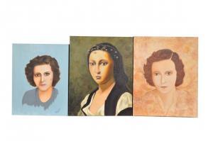 LóPEZ MéNDEZ Gloria,3 retratos de damas. Uno inspirado en la obra de V,Morton Subastas MX 2014-08-02