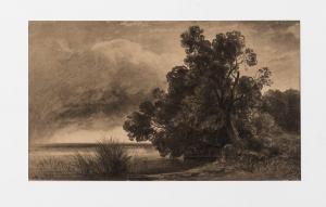 LÖFFLER August 1822-1866,Seelandschaft mit malerischem Uferstück und Baumgruppe,Zeller DE 2020-11-26