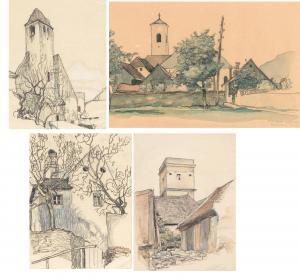 LÖFFLER BERTHOLD,A set of four sheets: Reutte in Tirol / Schwallenb,1919,Palais Dorotheum 2023-04-04