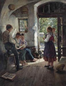 LÖFFLER Hugo 1859-1935,Preparing for a lesson,Christie's GB 2016-09-08