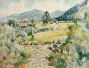 Löhner Walter,"An der Mur" Blick in lichte sommerliche Gebirgslandschaft,1933,Mehlis DE 2018-08-23