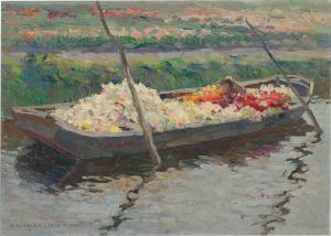 LÜDECKE CLEVE August 1868-1957,Boat with flowers,1912,Villa Grisebach DE 2023-06-01