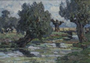 LÜDECKE CLEVE August 1868-1957,Landschaft mit Kühen am Niederrhein,Peter Karbstein DE 2021-10-30
