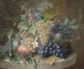 L'ALLEMAND Adèle HIPPOLYTE,Raisins, prunes et pêches sur un entablement de pi,1852,Artcurial | Briest - Poulain - F. Tajan 2019-02-12