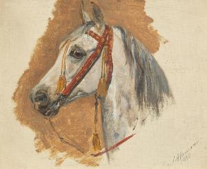 L'Allemand Sigmund 1840-1910,A Horse\’s Head with Red Bridle,1880,Palais Dorotheum AT 2020-02-25