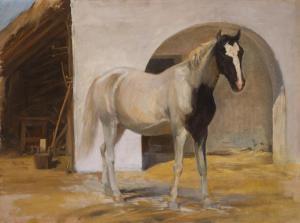 L'Allemand Sigmund 1840-1910,HORSE IN FRONT OF THE STABLE,im Kinsky Auktionshaus AT 2023-06-20