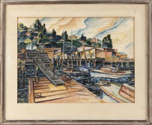 L'ENGLE Lucy Brown 1889-1978,Harbor view,1925,Eldred's US 2020-04-13