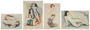 L'ENGLE William Johnson 1884-1957,Four female figural studies,1934,Eldred's US 2023-07-28