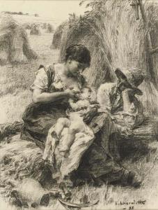 L'HERMITTE Leon Augustin 1844-1925,Feeding the Baby,1888,Christie's GB 2002-10-30