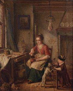 L LAGUY W,Interieur: Wohnküche mit junger Frau,Palais Dorotheum AT 2014-04-15