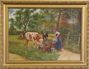 L. SCHNEIDER,European rural scenes: Woman watering Cattle and F,Tamlyn & Son GB 2007-06-12