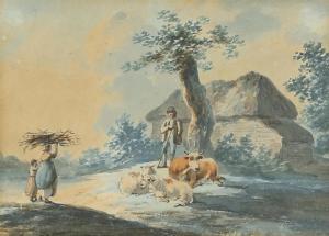La Cave Peter,Shepherd conversing with woman and child gathering,Ewbank Auctions 2021-06-17
