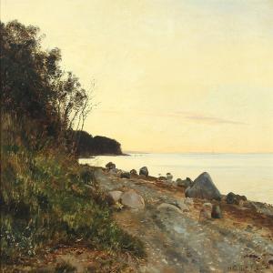 LA COUR Janus Andreas 1837-1909,Summer's eve at Moesgård Strand,1889,Bruun Rasmussen DK 2014-10-13