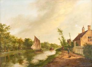 LA FARGUE Karel 1742-1783,Canal scene with sailed barge,Tennant's GB 2024-01-12