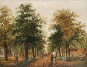 LA FARGUE Paulus Constantin,An elegant couple promenading on a wooded avenue,1768,Bonhams 2021-10-26