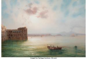 LA PIRA Gioacchino 1839-1870,A view of the bay of Naples towards Palazzo donn'A,Heritage 2023-12-14