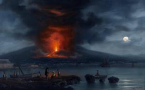 LA PIRA Gioacchino 1839-1870,Notturno con eruzione del Vesuvio del 1868,Finarte IT 2023-07-11